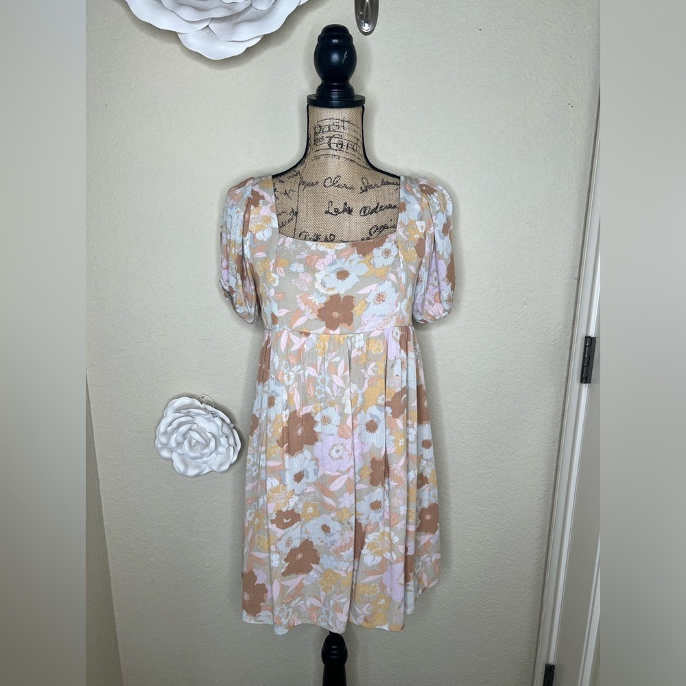 NTM: Andre by Unit Floral Print Babydoll Empire Waist Mini Dress Size Small
